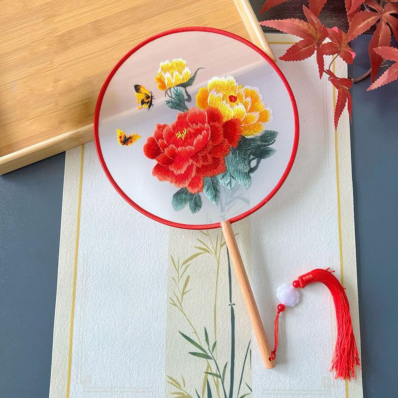 Embroidery Meaning - Ventaglio Tradizionale Cinese Ricamato a Mano,
