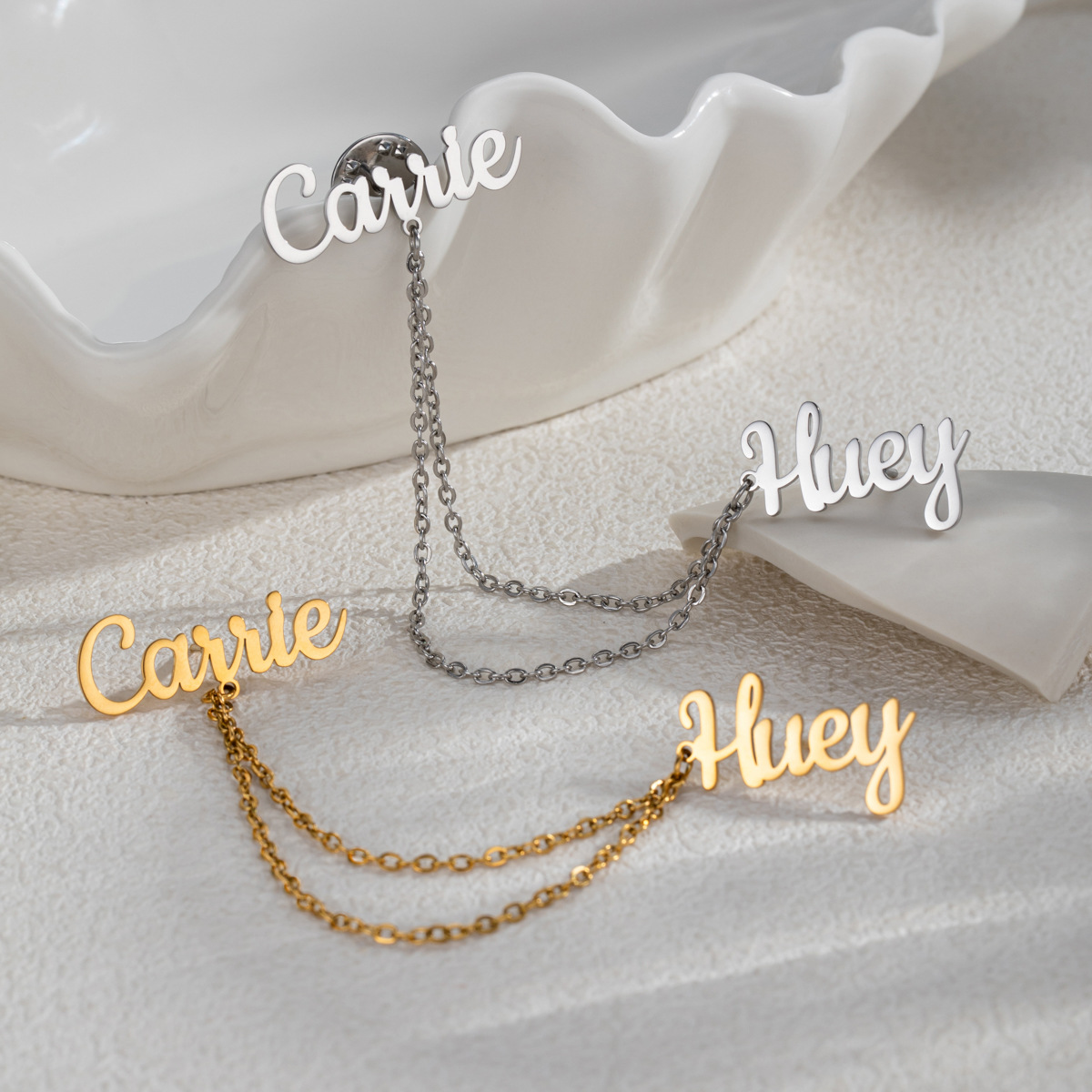 Embroidery Names - Spilla Personalizzata con 2 Nomi Fai