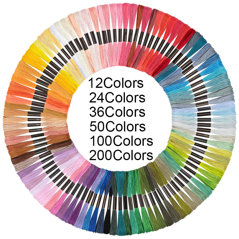 Embroidery Meaning - Filo da Ricamo 12/24/36/50/100/200 Colori, Gomitoli