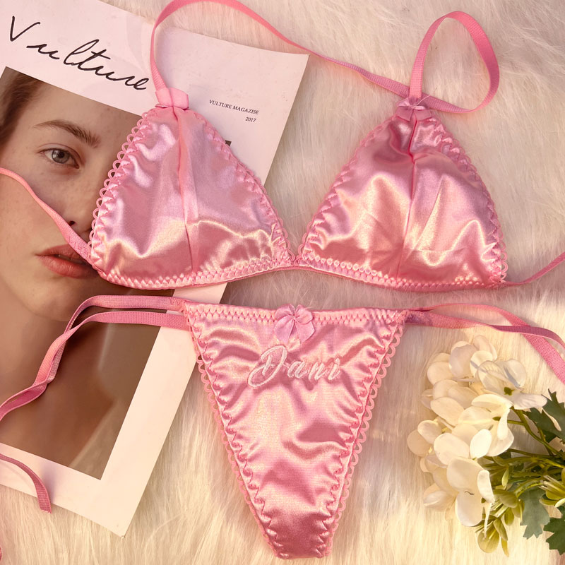 Embroidery Names - Set di reggiseno a triangolo e