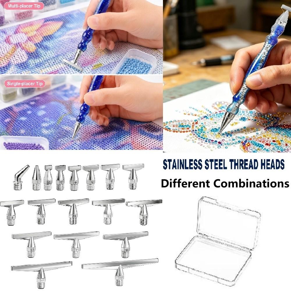 Embroidery Needle Pen - Set di punte filettate in acciaio