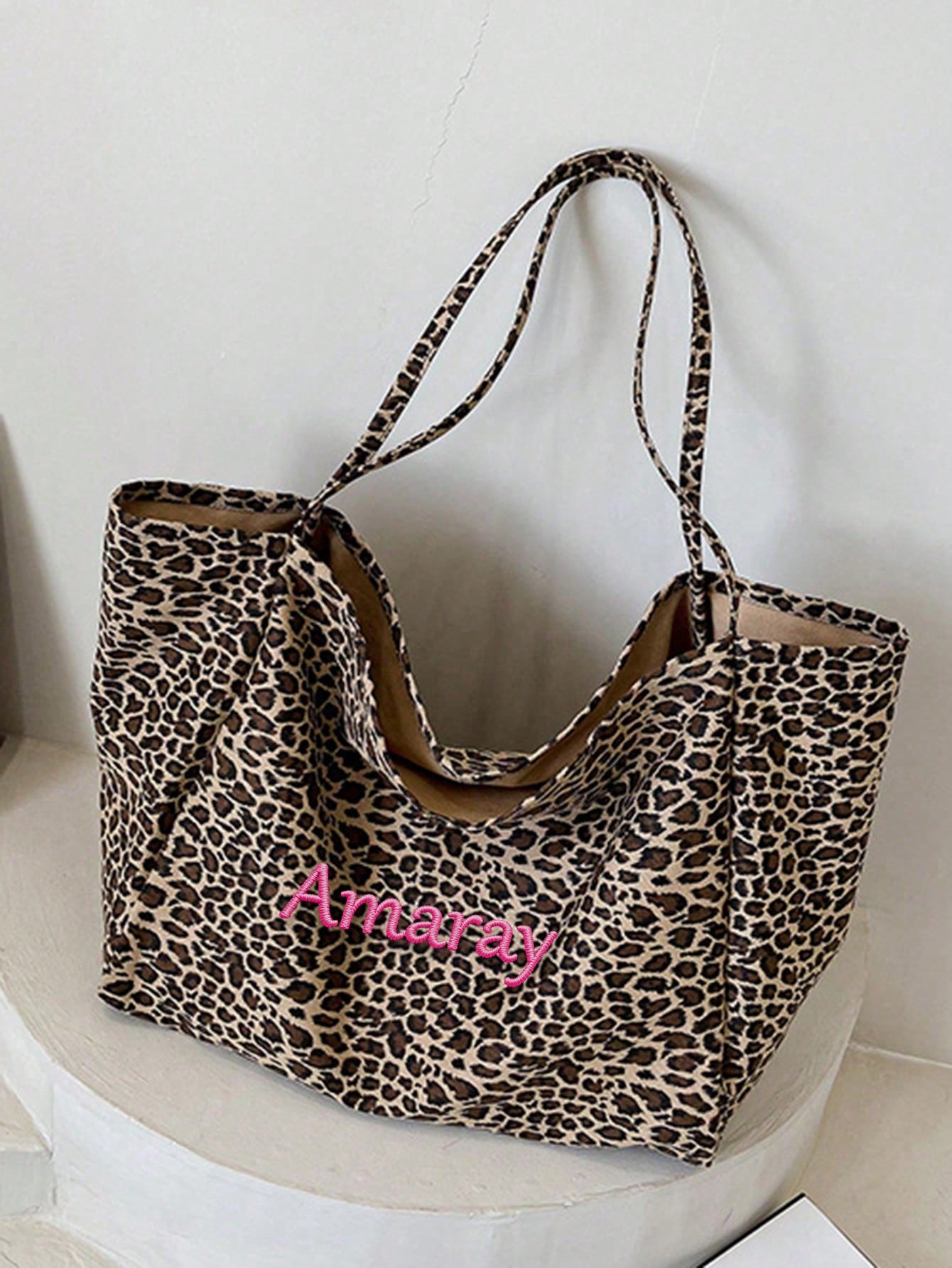 Borsa tote con stampa leoparda - Embroidery Names recensione e prezzo